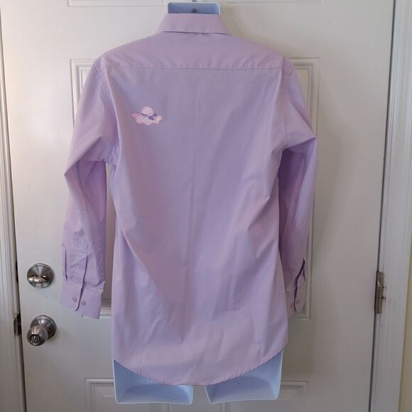 Get Lucky lilac long sleeve button front blouse with appliques and rhinestones - Picture 10 of 15